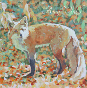 fox in fall leaves