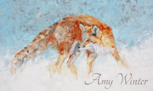 fox turning around in the snow